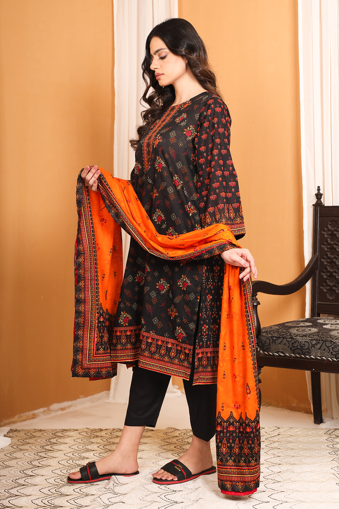 3 Piece Digitally Printed Lawn - 7786