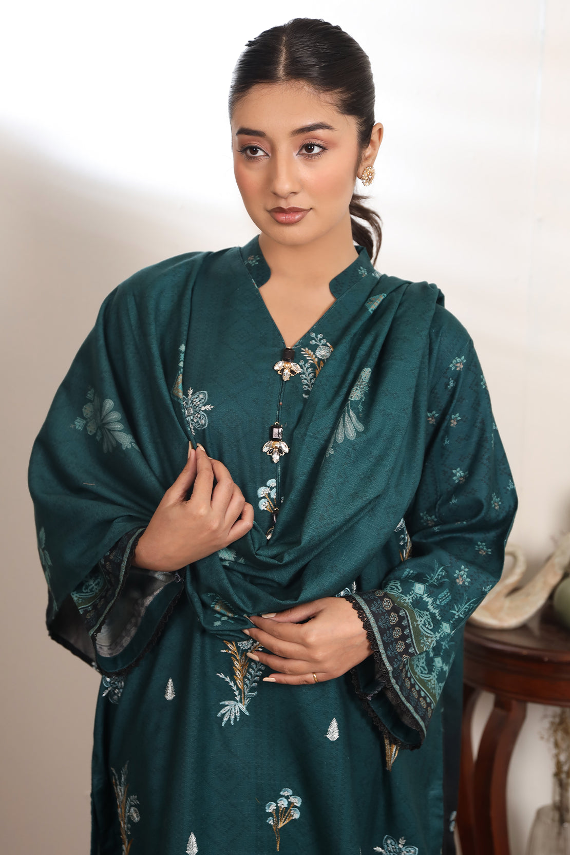 3 PIECE - EMBROIDERED DHANAK - 77