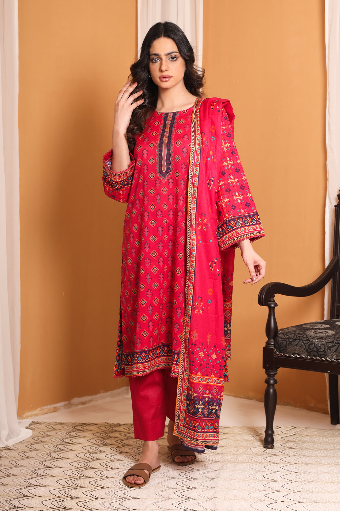 3 Piece Digitally Printed Lawn - 7787