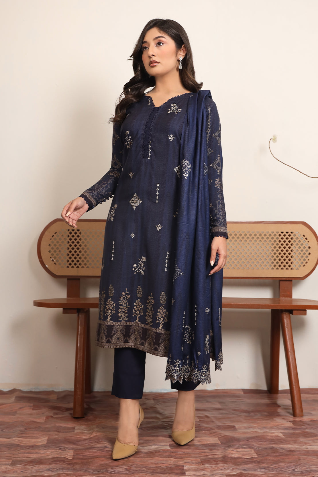 3 PIECE - EMBROIDERED DHANAK - 78