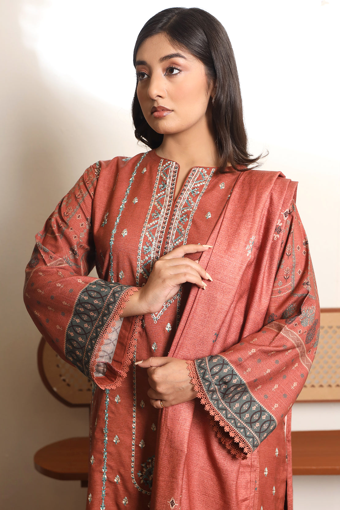 3 PIECE - EMBROIDERED DHANAK - 79