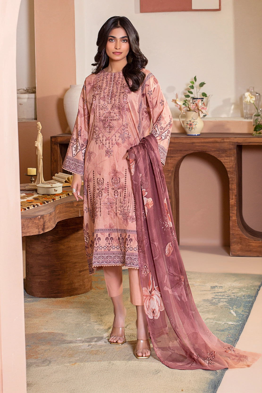 3 PIECE - PREMIUM EMBROIDERED LAWN - 9141