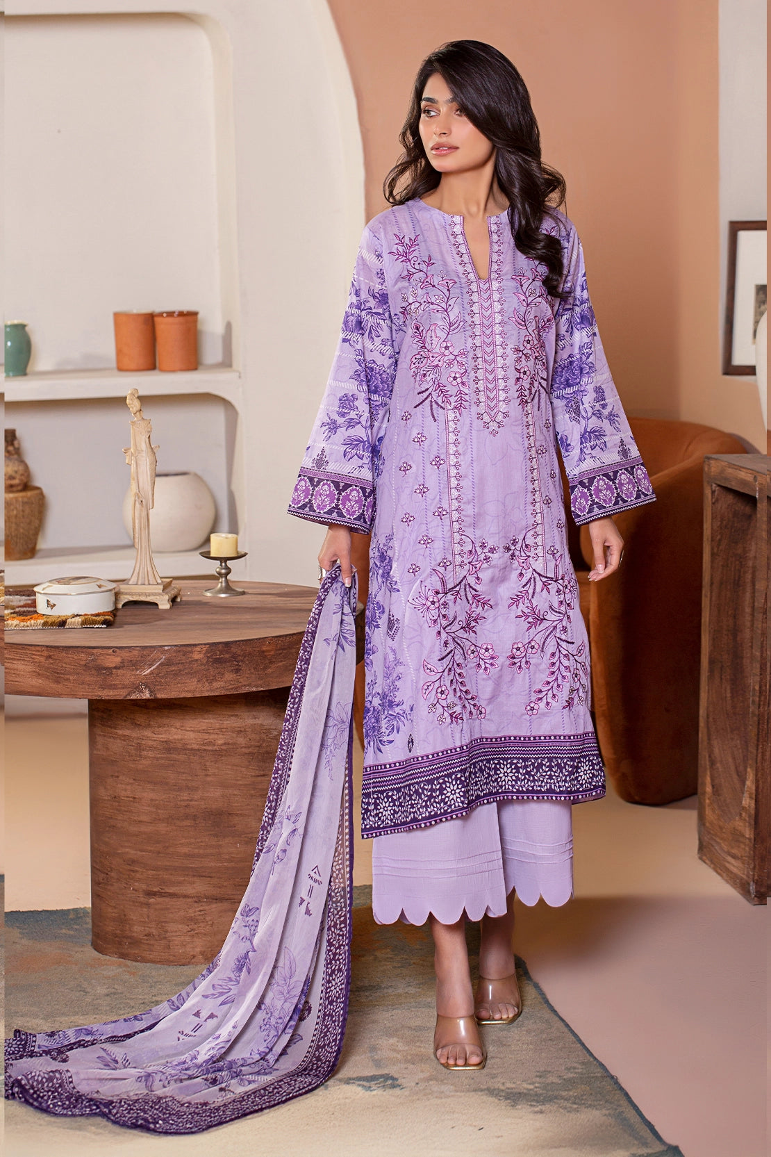 3 PIECE - PREMIUM EMBROIDERED LAWN - 9144