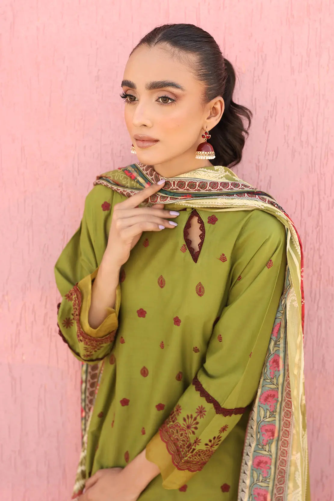 3 Piece- Premium Embroidered Lawn-7692