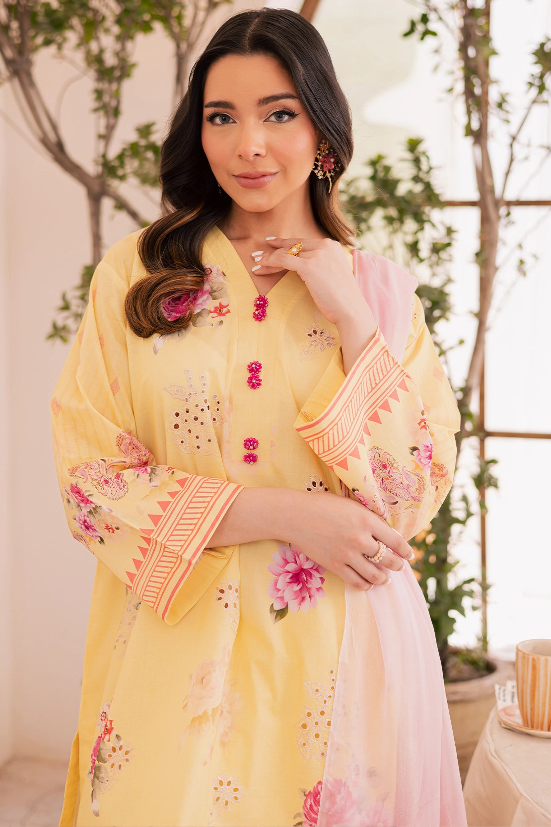 3 Piece - Premium Embroidered Lawn - 028
