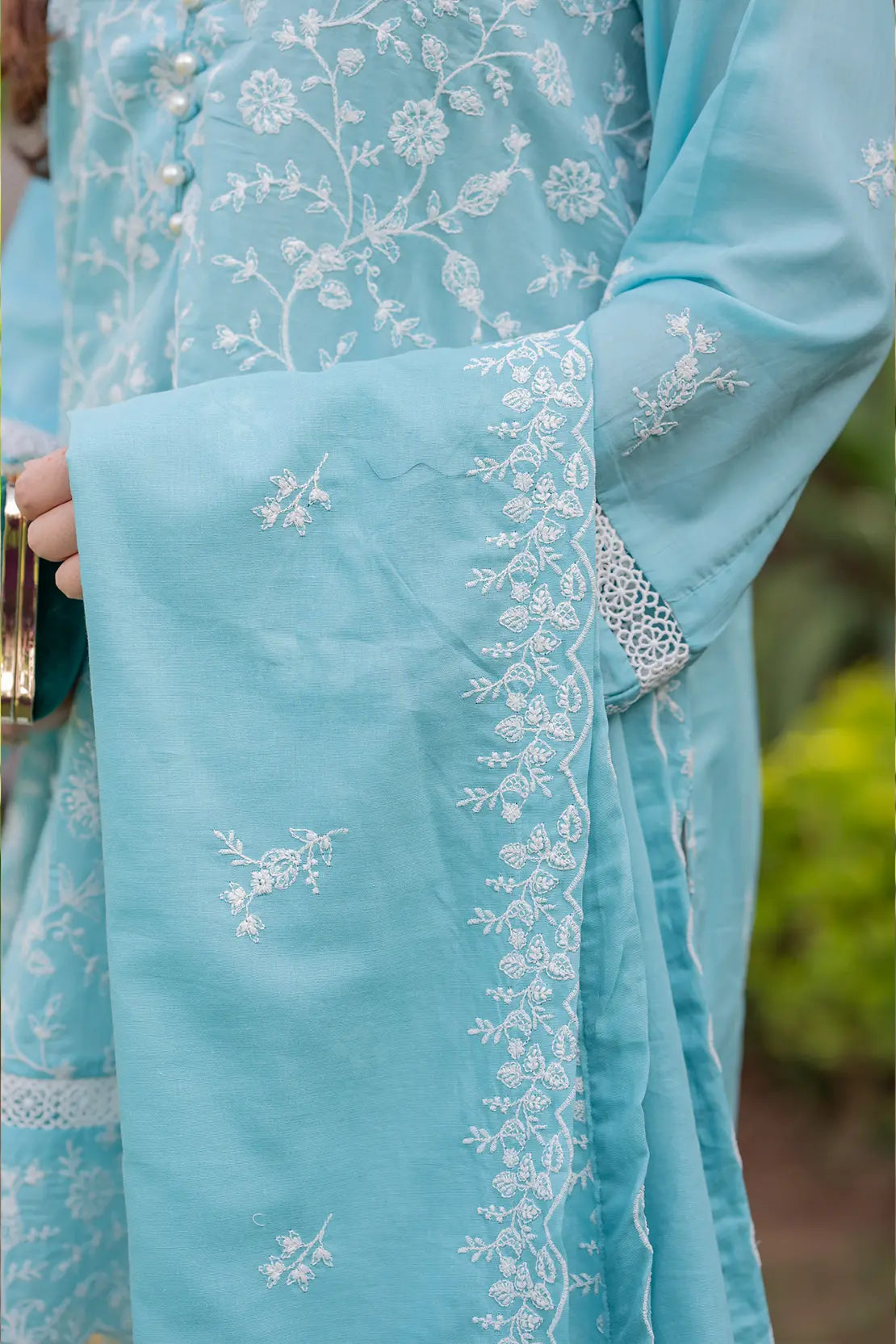 3 Piece - Embroidered Chikankari Lawn - W126