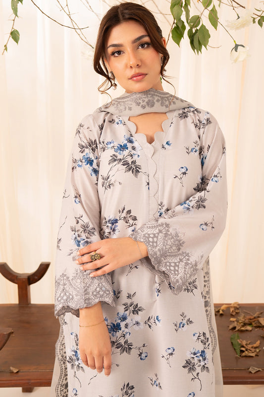 3 Piece - Premium Embroidered Lawn - 566