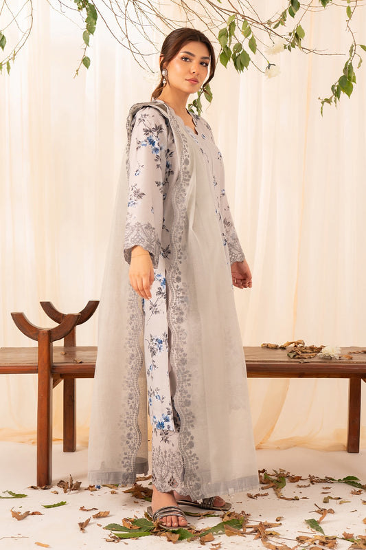 3 Piece - Premium Embroidered Lawn - 566