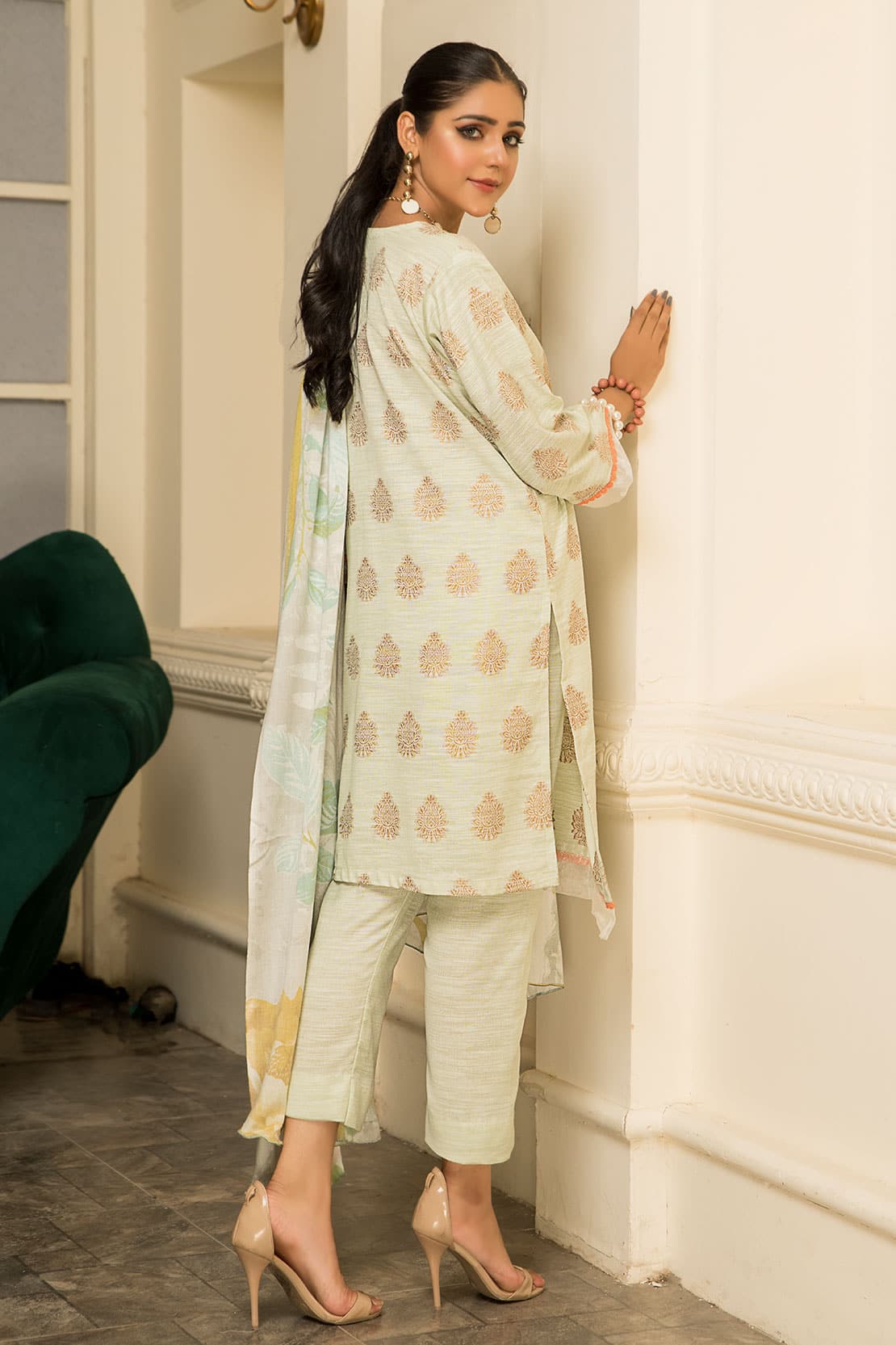 3 Piece - Premium Jacquard Slub Peach - 308