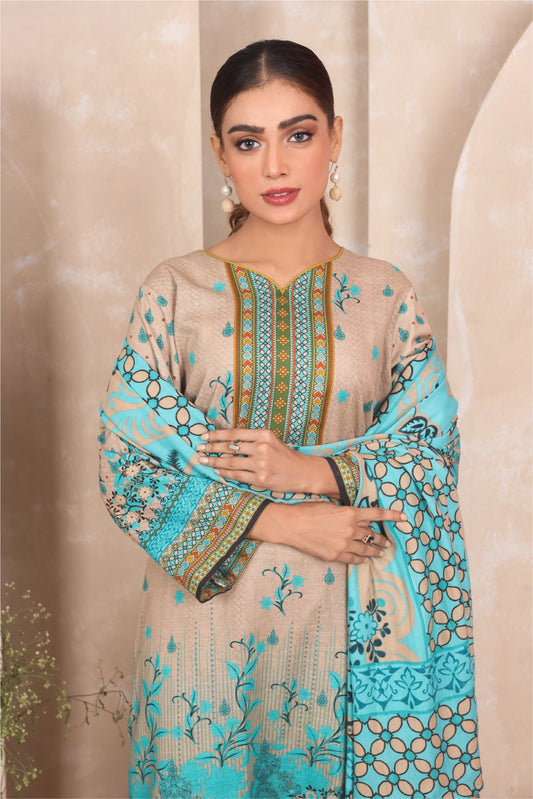 3 PIECE - PRINTED KHADDAR - 4045-B