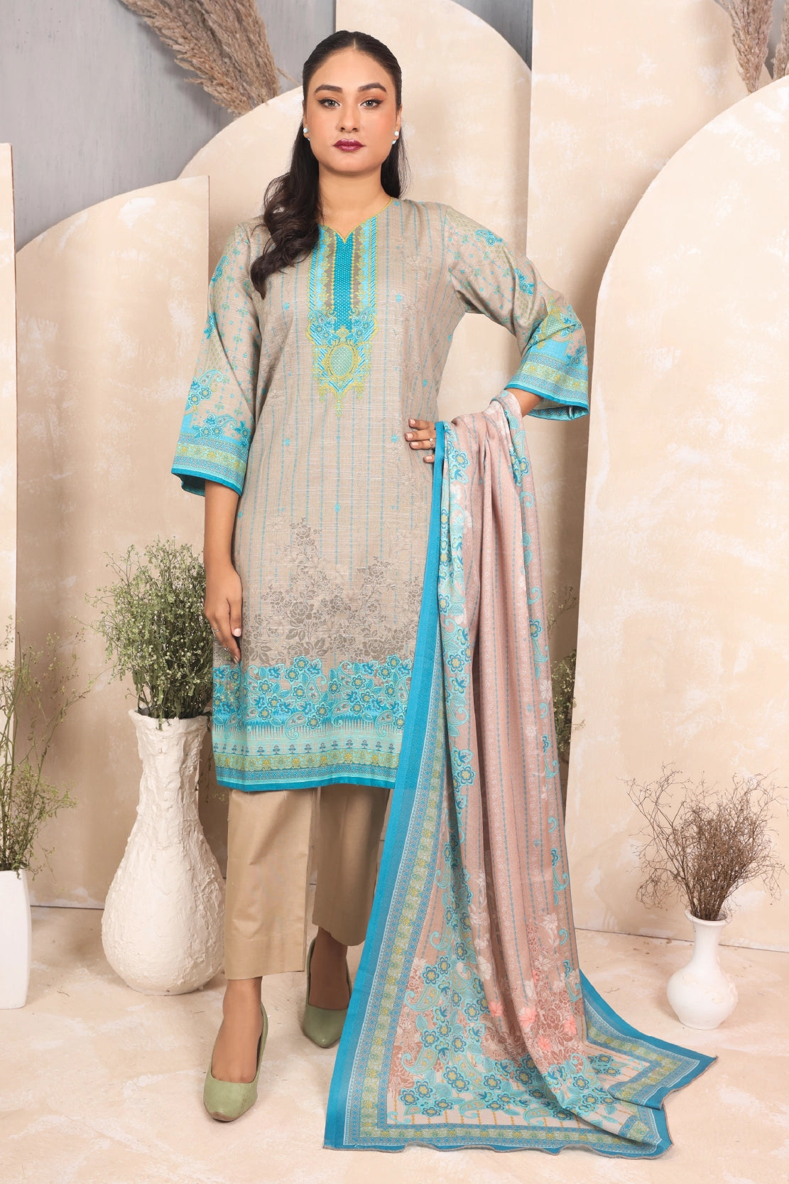 3 PIECE - PREMIUM PRINTED KHADDAR - 4046-A