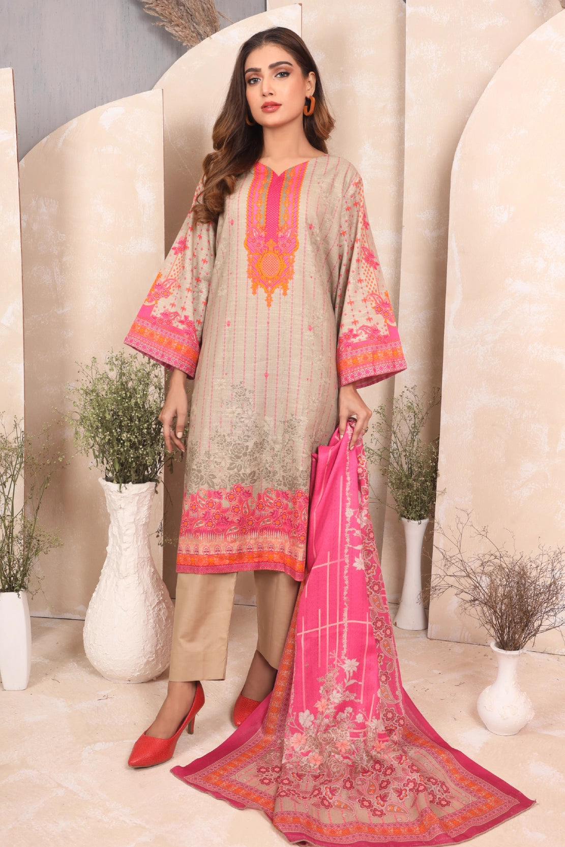 3 PIECE - PRINTED KHADDAR - 4046-B