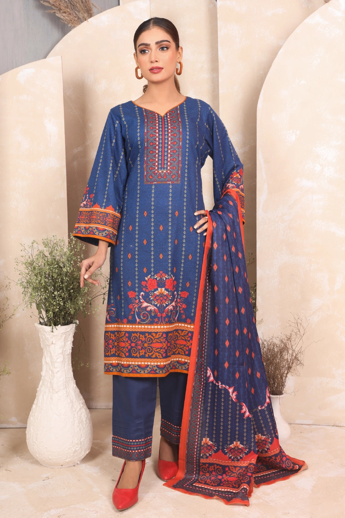 3 PIECE - PRINTED KHADDAR - 4048-B