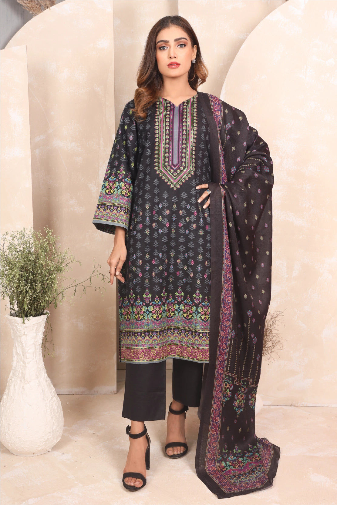 3 PIECE - PRINTED KHADDAR - 4050-A