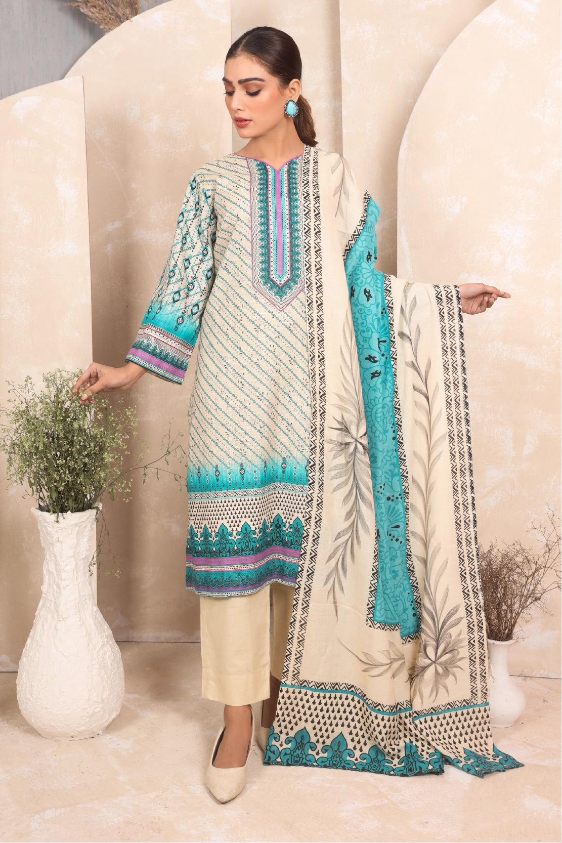 3 PIECE - PRINTED KHADDAR - 4042-A