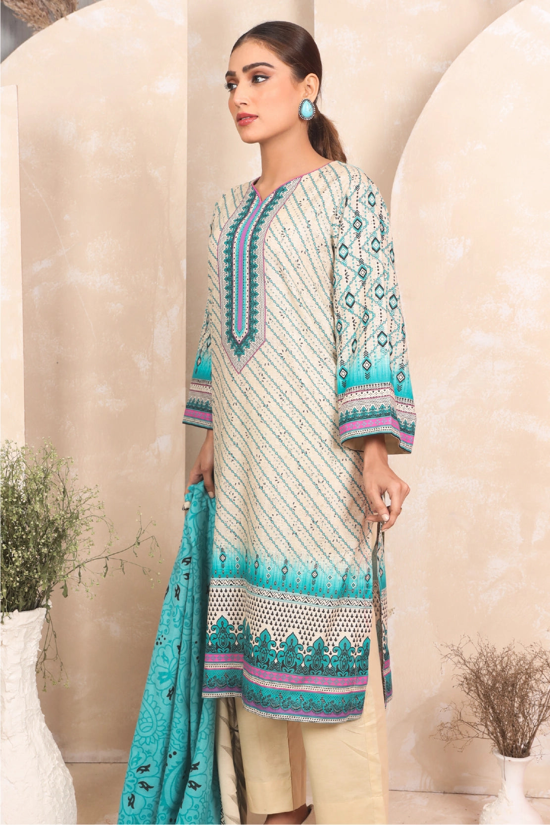 3 PIECE - PRINTED KHADDAR - 4042-A