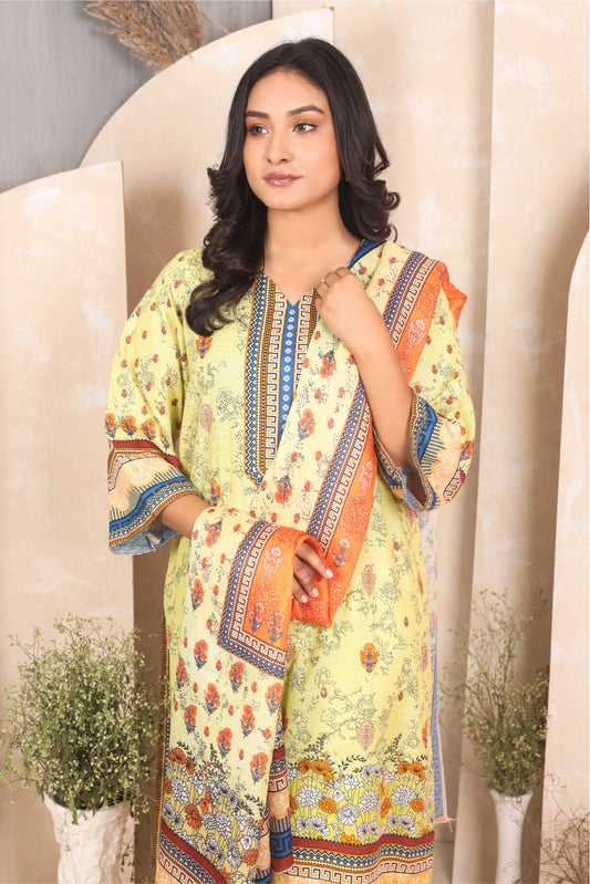 3 PIECE - PRINTED KHADDAR - 4044-B