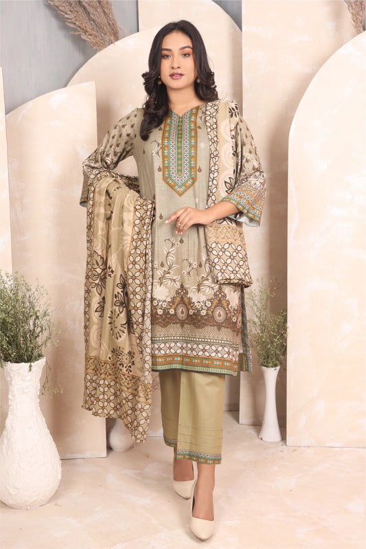 3 PIECE - PREMIUM PRINTED KHADDAR - 4045-A