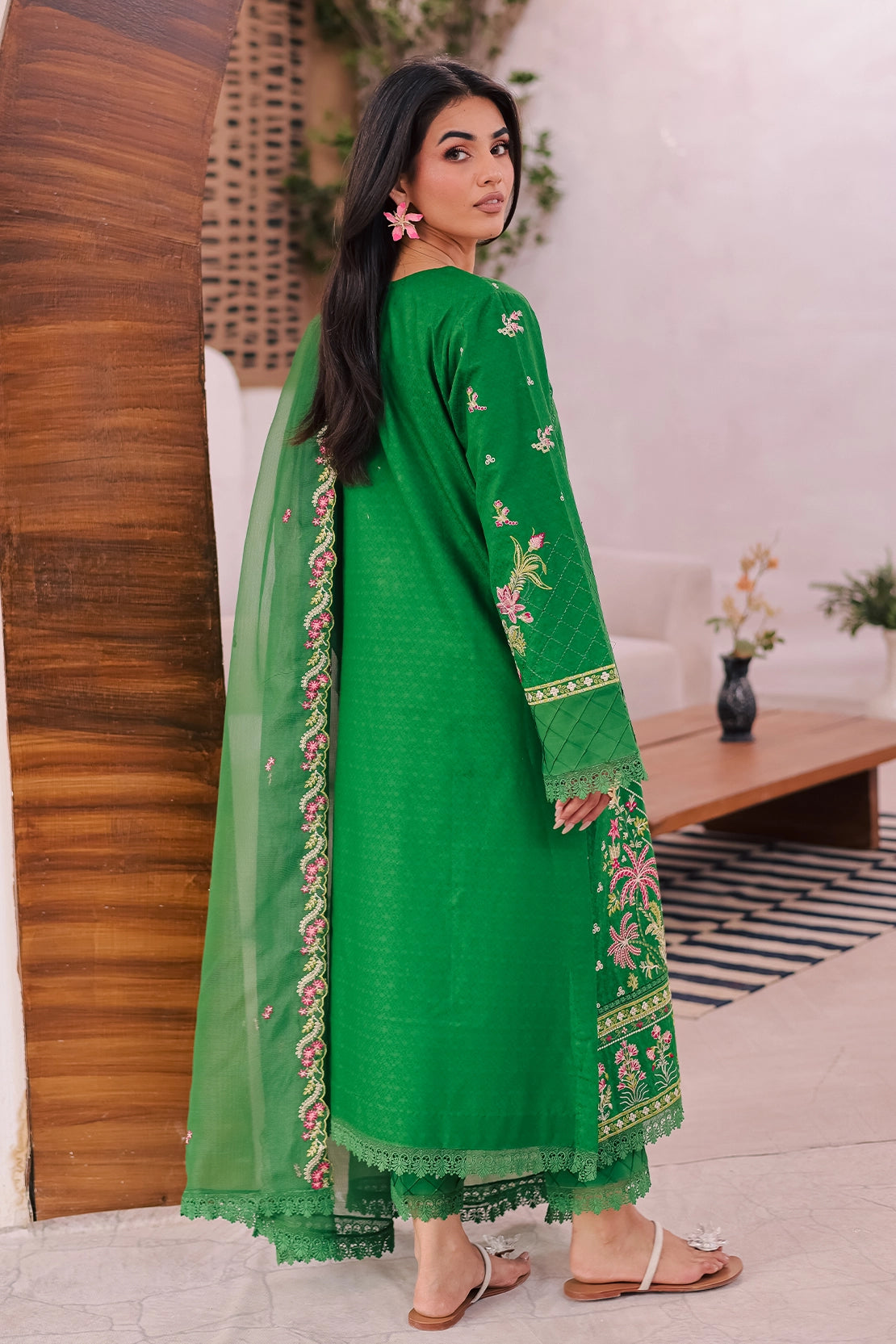 3 Piece - Premium Embroidered Lawn - 451N