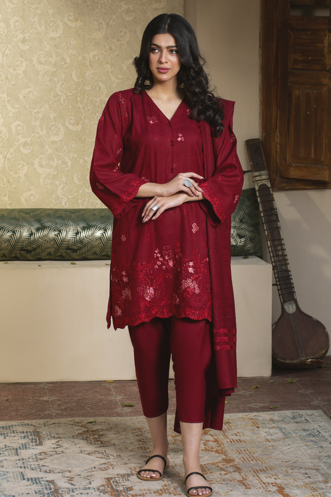 3 Piece - Premium Embroidered Jacquard Wool - 3114