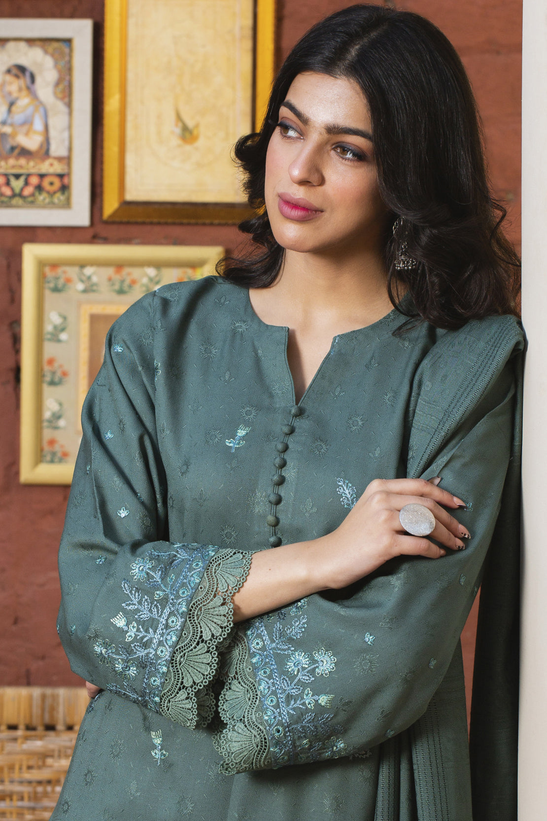 3 Piece - Premium Embroidered Jacquard Wool - 3113