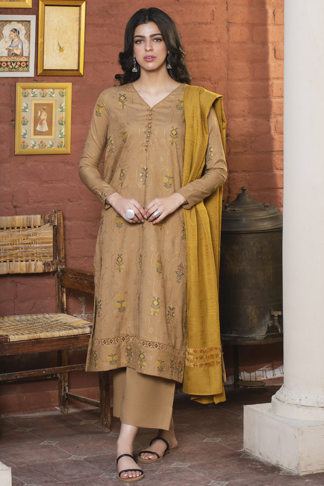 3 Piece - Premium Embroidered Jacquard Wool - 3115