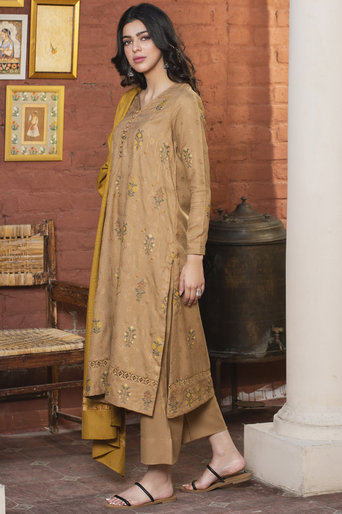 3 Piece - Premium Embroidered Jacquard Wool - 3115