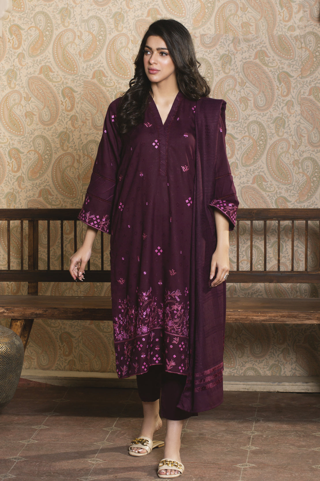 3 Piece - Premium Embroidered Jacquard Wool - 3116