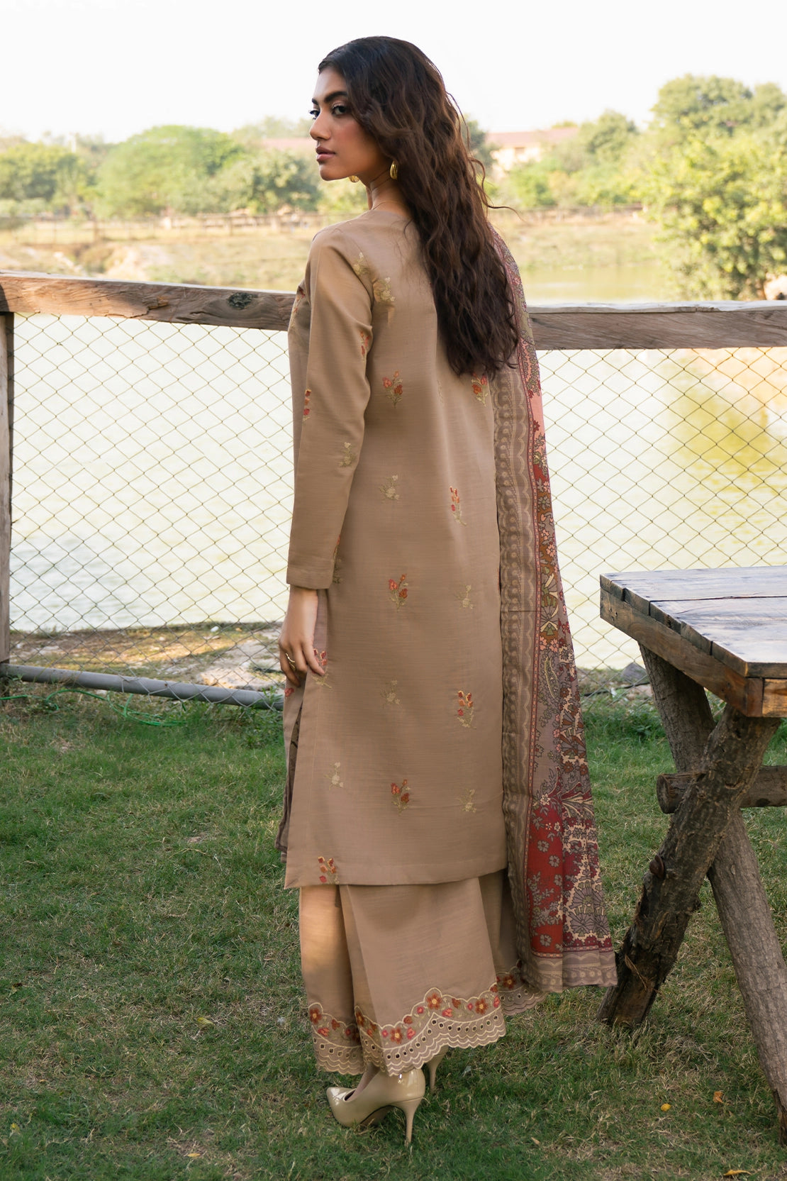 3 Piece - Premium Embroidered Khaddar - 1021