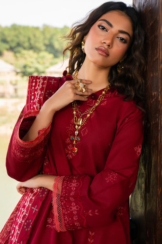 3 Piece - Premium Embroidered Khaddar - 1022