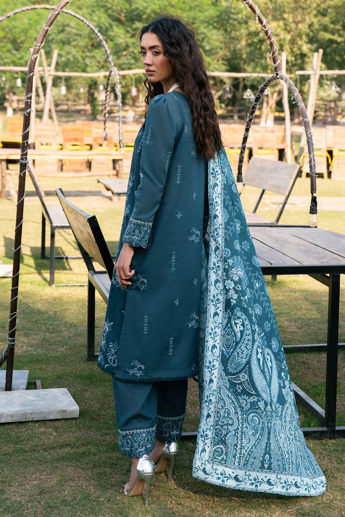 3 Piece - Premium Embroidered Khaddar - 1023