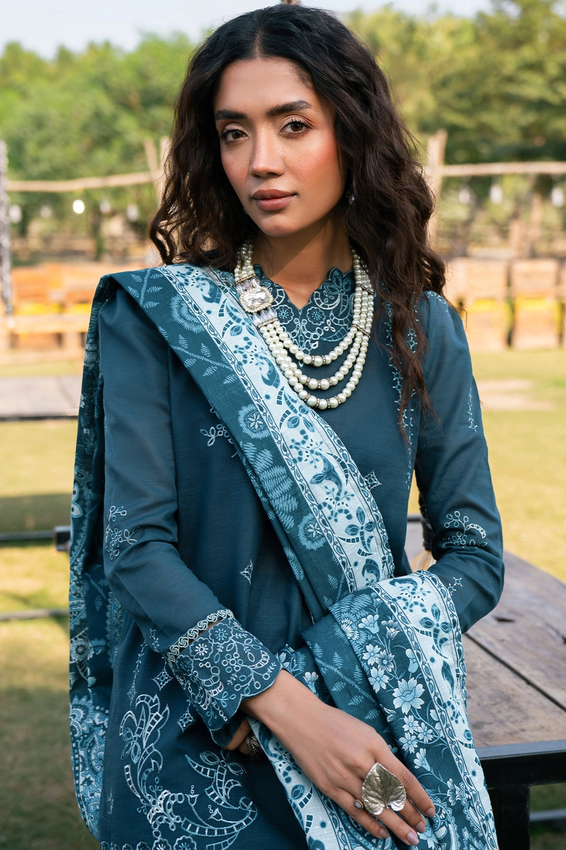 3 Piece - Premium Embroidered Khaddar - 1023