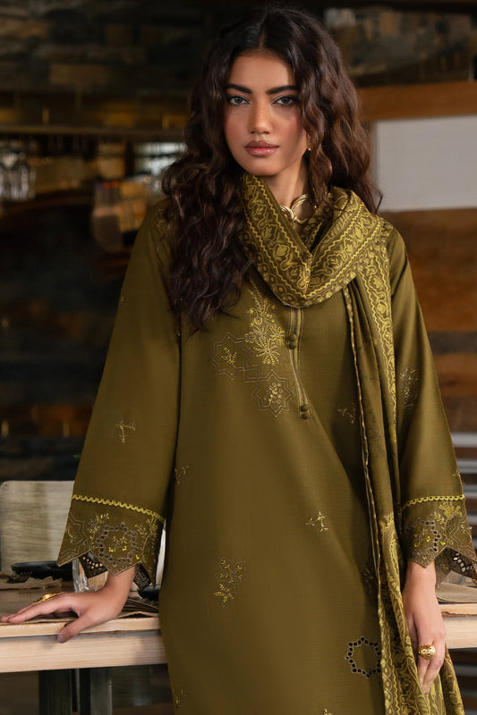 3 Piece - Premium Embroidered Khaddar - 1026