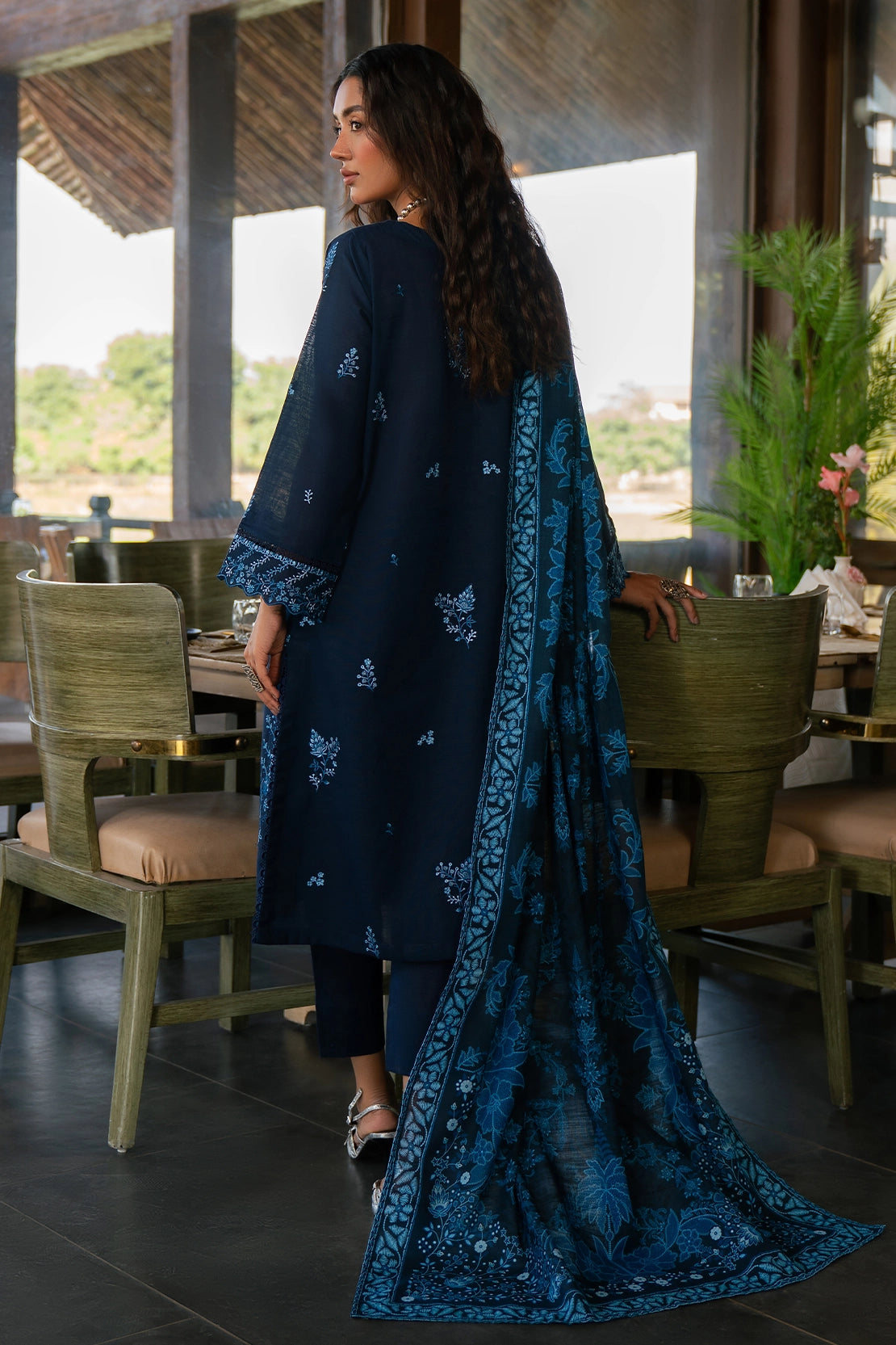 3 Piece - Premium Embroidered Khaddar - 1027