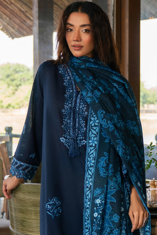 3 Piece - Premium Embroidered Khaddar - 1027