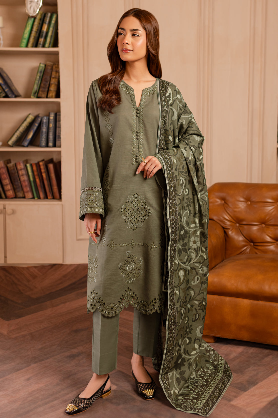 3 PIECE - PREMIUM EMBROIDERED KHADDAR - 9333