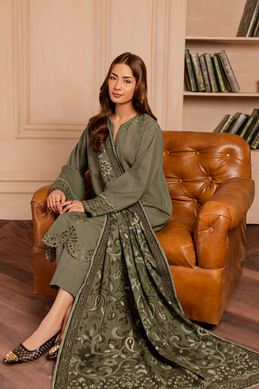 3 PIECE - PREMIUM EMBROIDERED KHADDAR - 9333