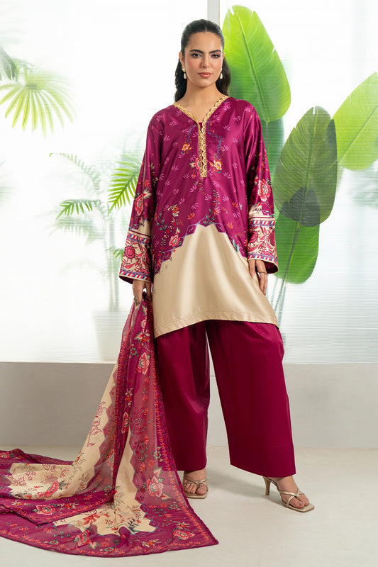 3 Piece - Digitally Printed Silk - 1003