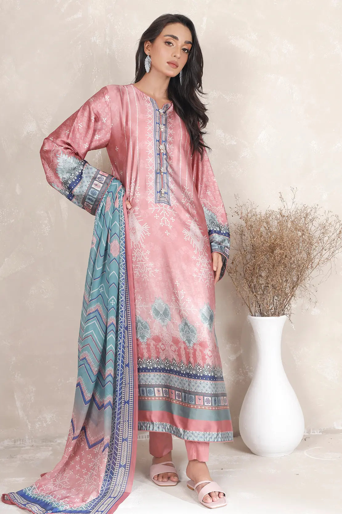 3 Piece – Printed Luxury Silk – 8101