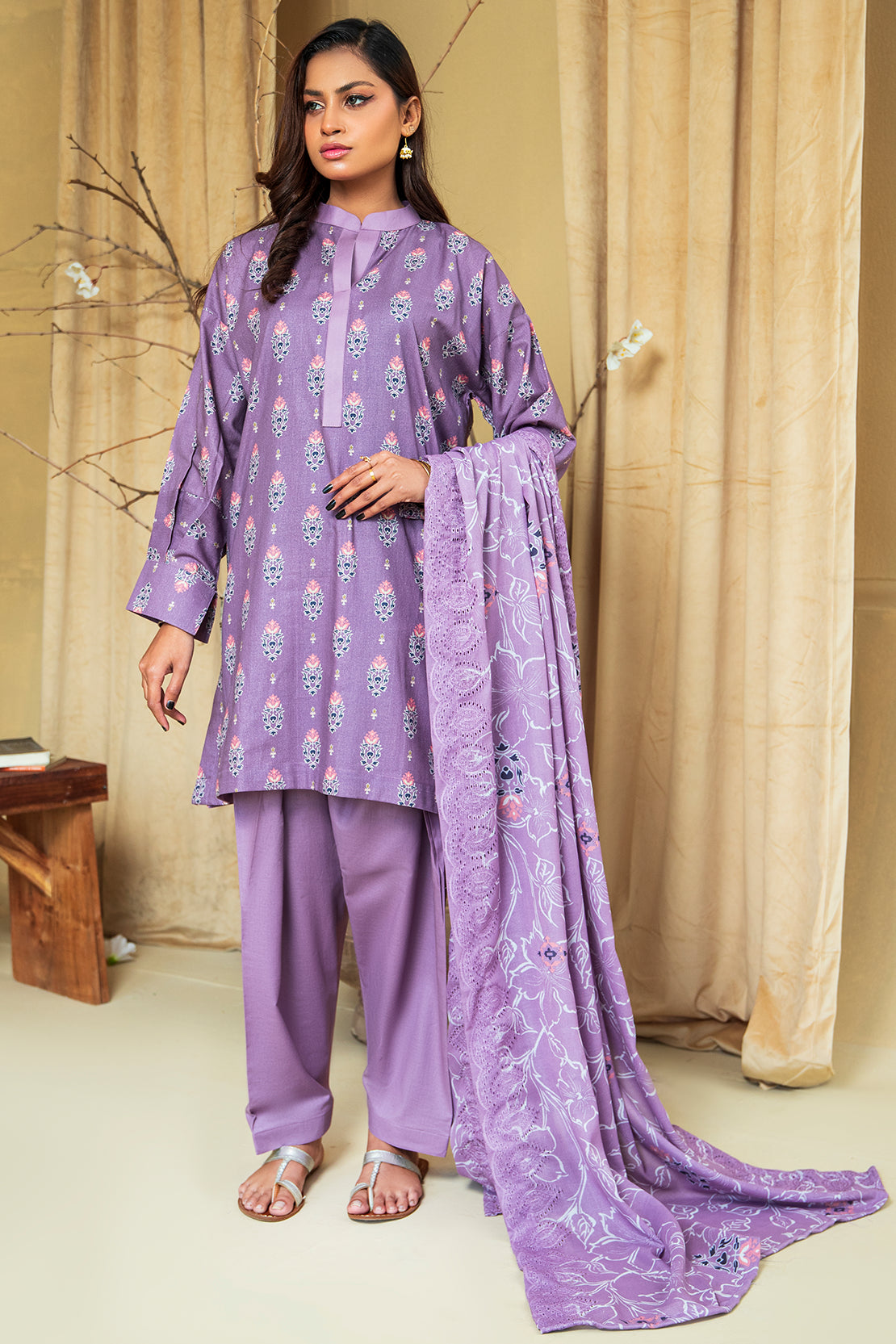 3 PIECE - PREMIUM PRINTED KHADDAR - 8434