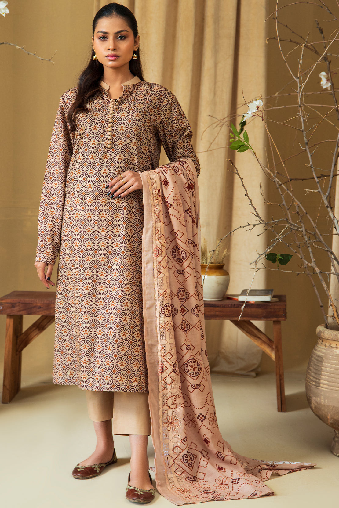 3 PIECE - PREMIUM PRINTED KHADDAR - 8435