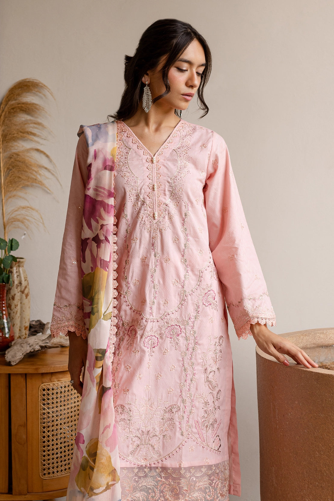 3 Piece - Premium Embroidered Lawn - 449S