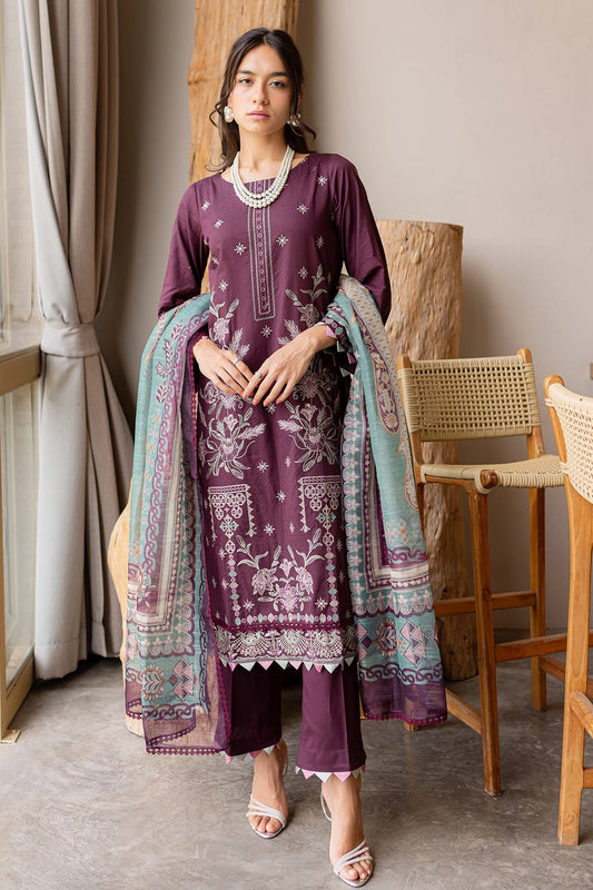 3 Piece - Premium Embroidered Lawn - 442N