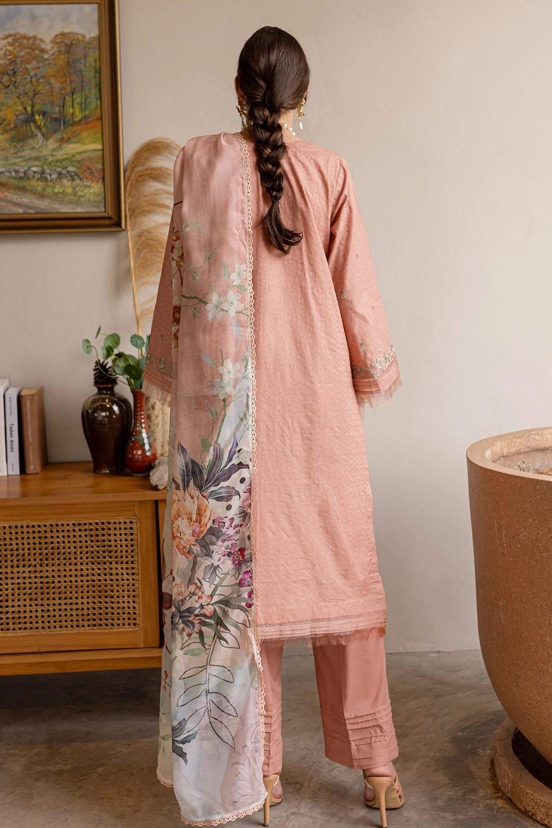 3 Piece - Premium Embroidered Lawn - 445S