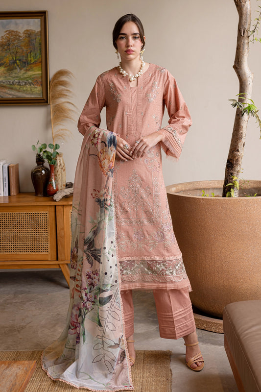 3 Piece - Premium Embroidered Lawn - 445S