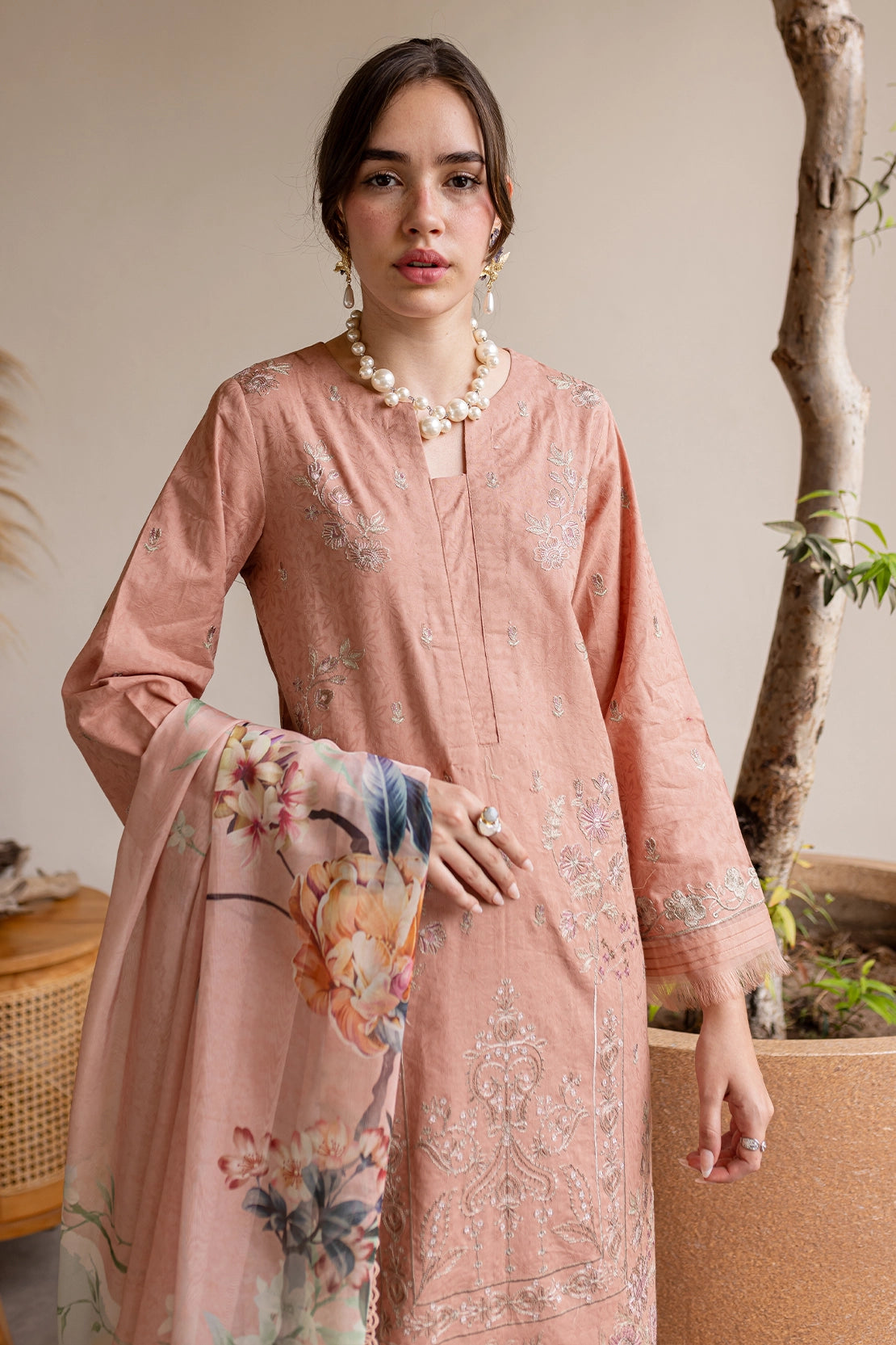 3 Piece - Premium Embroidered Lawn - 445S