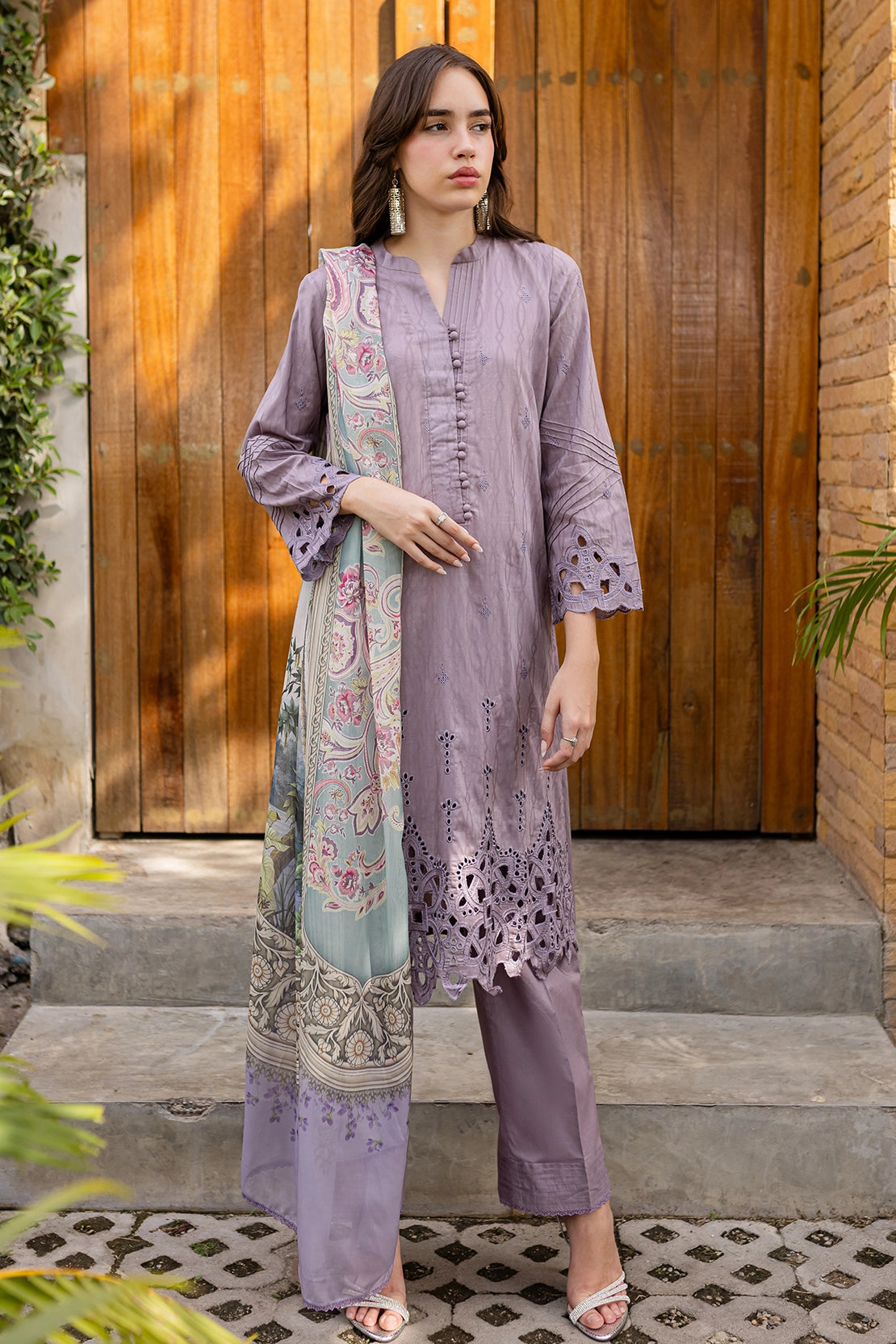 3 Piece - Premium Embroidered Lawn - 448S