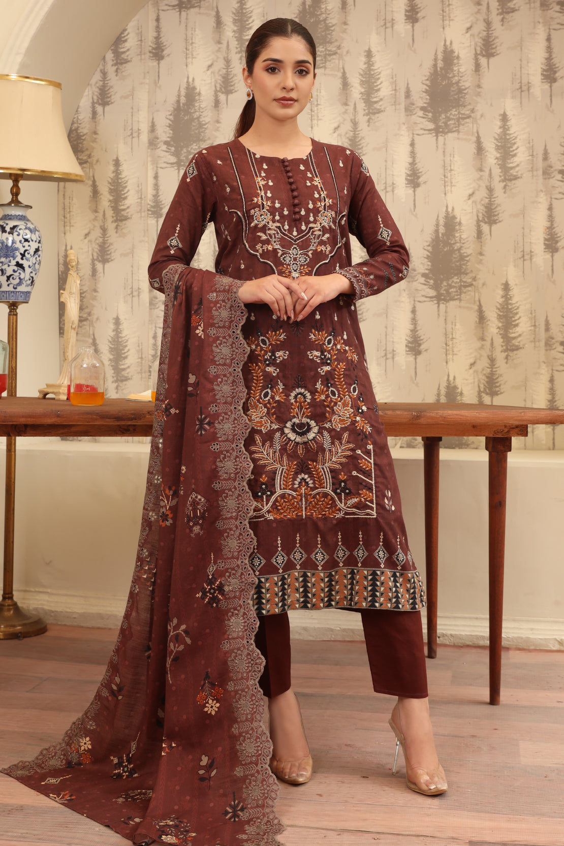 3 PIECE - PREMIUM EMBROIDERED KHADDAR - 9342