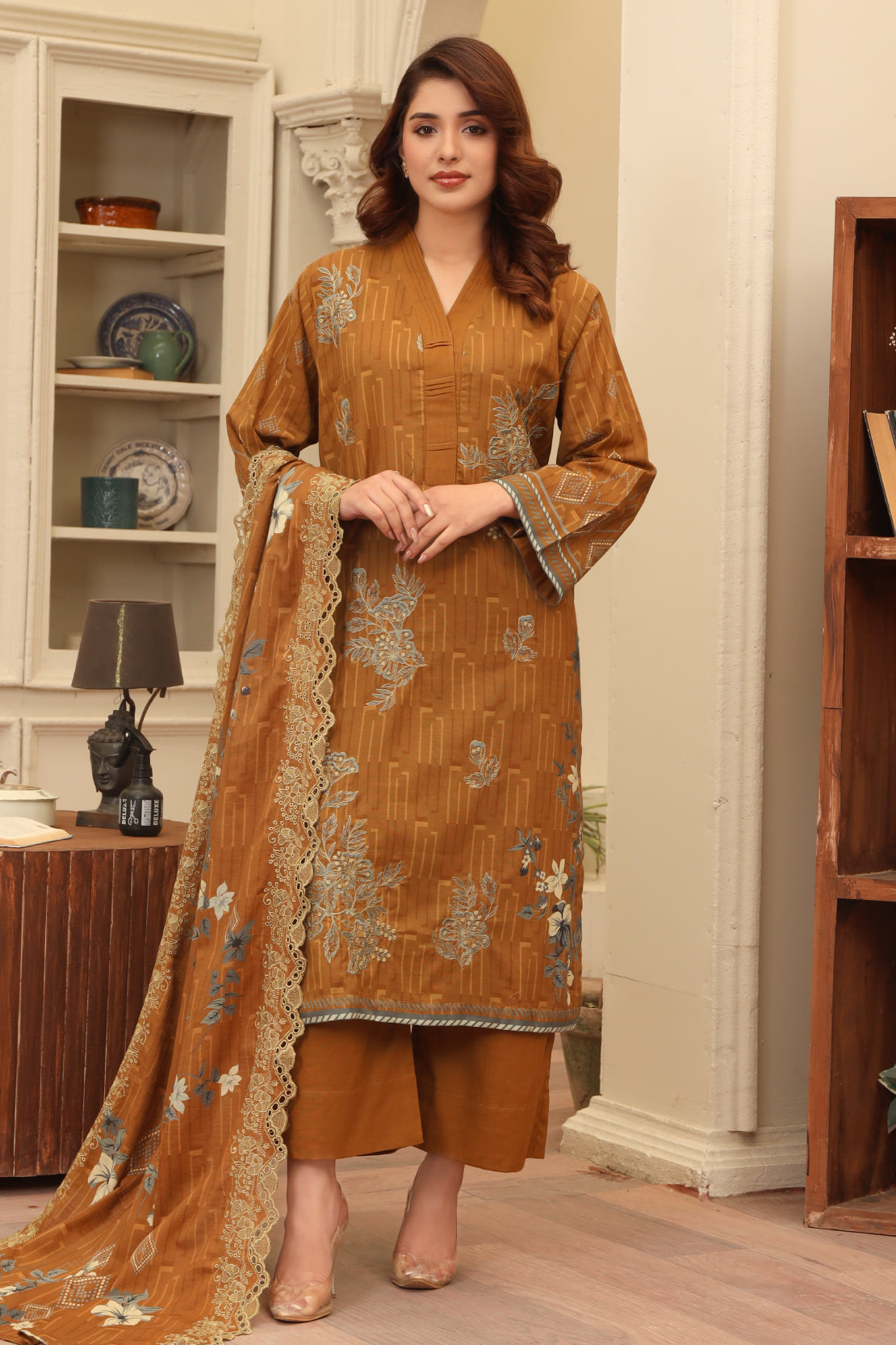 3 PIECE - PREMIUM EMBROIDERED KHADDAR - 9345