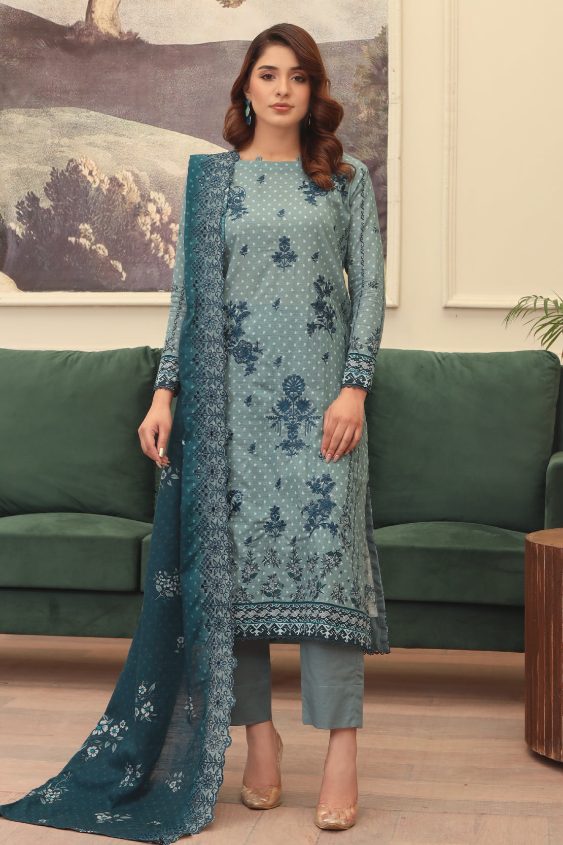 3 PIECE - PREMIUM EMBROIDERED KHADDAR - 9346